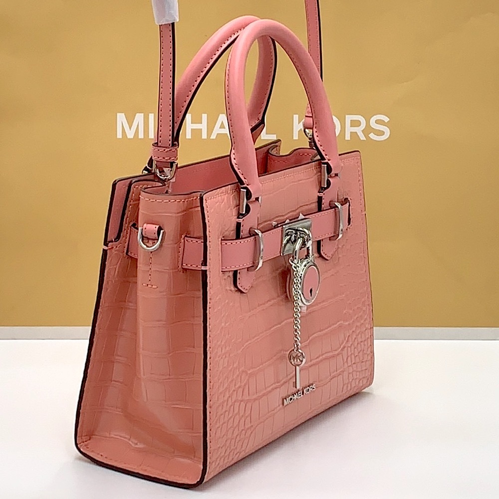 MICHAEL KORS
Hamilton Small Crocodile Embossed Faux 
Satchel
Color:PRIMROSE - Picture 4 of 15